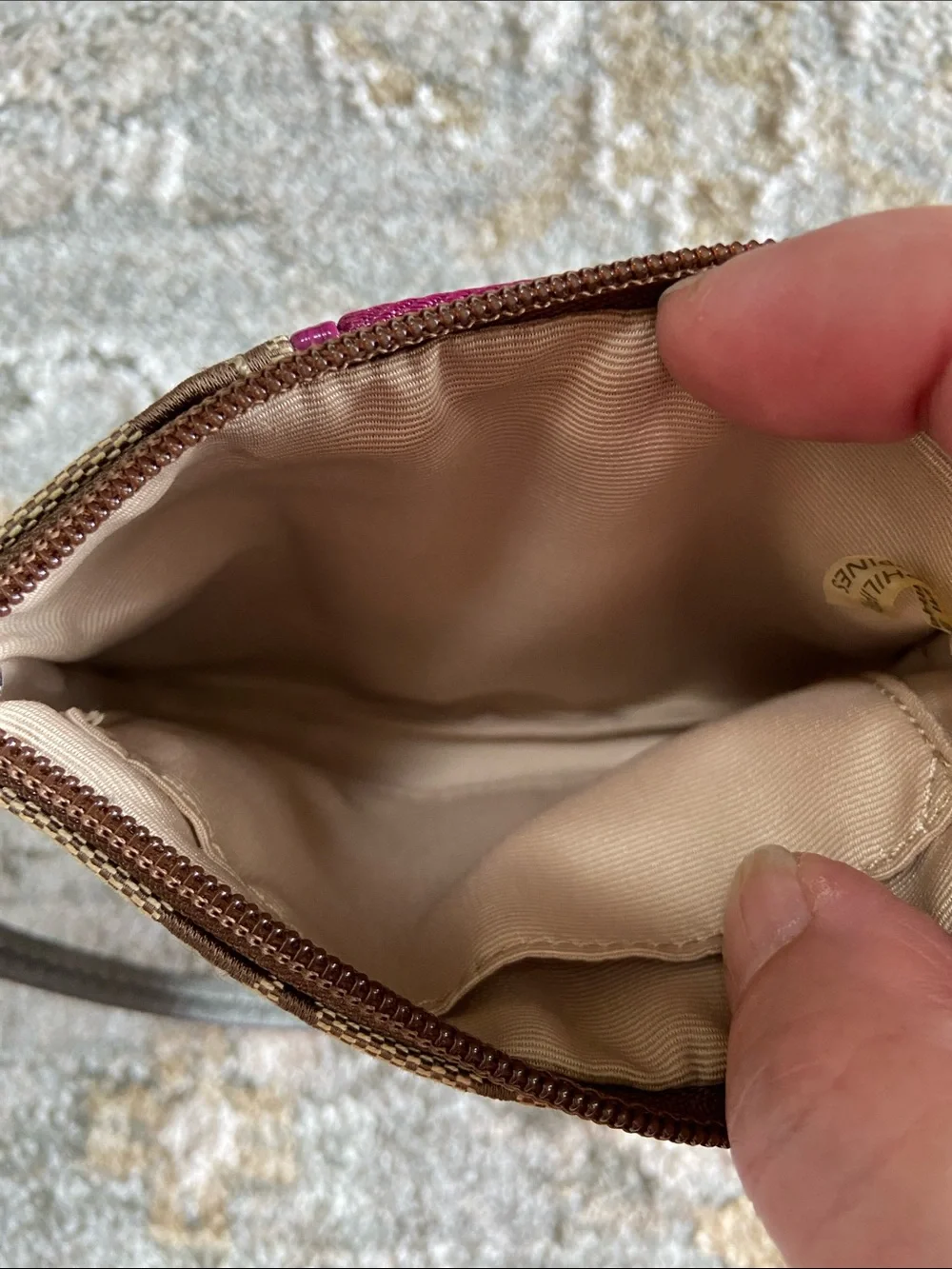 Coach (2012-13) Signature Wristlet in Khaki and Passion Berry (F49174)